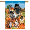 Give Thanks Dogs Thanksgiving House Flag Holiday Humor 28" X 40" Briarwood Lane