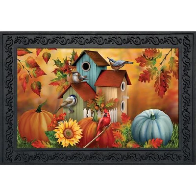 Fall Floral Birdhouses Doormat 18" X 30" Indoor Outdoor Briarwood Lane 1 Fall Floral Birdhouses Doormat 18" X 30" Indoor Outdoor Briarwood Lane