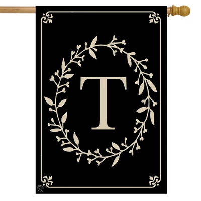 Briarwood Lane Classic Monogram Letter T House Flag Double-Sided 28" X 40" 1 Briarwood Lane Classic Monogram Letter T House Flag Double-Sided 28" X 40"