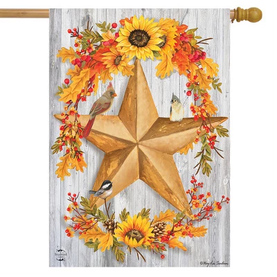 Rustic Fall Barnstar House Flag Autumn Wreath 28" X 40" Briarwood Lane 1 Rustic Fall Barnstar House Flag Autumn Wreath 28" X 40" Briarwood Lane