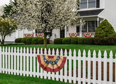 Briarwood Lane Burlap Patriotic Embroidered Bunting USA 72" X 36" Pleated Banner With Brass Grommets 2 Briarwood Lane Burlap Patriotic Embroidered Bunting USA 72" X 36" Pleated Banner With Brass Grommets - Image 2