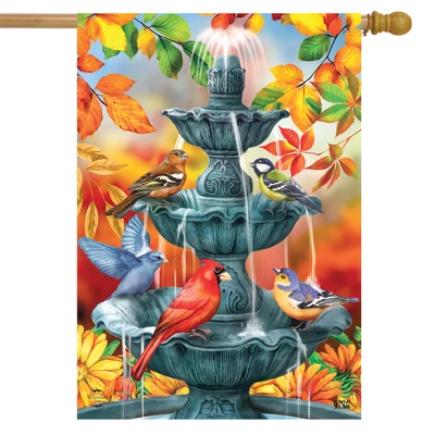 Bath Time Birds House Flag Cardinals Bluebirds 28" X 40" Briarwood Lane 1 Bath Time Birds House Flag Cardinals Bluebirds 28" X 40" Briarwood Lane