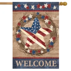 Briarwood Lane Americana Barnstar Patriotic House Flag Welcome Primitive 28" X 40"