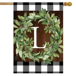 Wreath Monogram L Double-Sided House Flag Everyday 28" X 40" Briarwood Lane