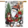 Wagon Gnome Winter House Flag 40" X 28" Briarwood Lane