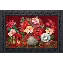 Christmas Poinsettia Doormat 30" X 18" Indoor Outdoor Briarwood Lane