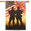 American Heroes Patriotic House Flag Military Troops 28" X 40" Briarwood Lane