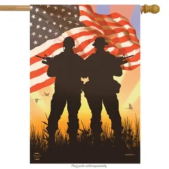 American Heroes Patriotic House Flag Military Troops 28" X 40" Briarwood Lane