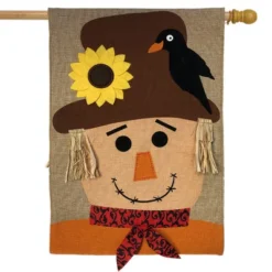 Autumn Scarecrow Burlap House Flag Fall 28" X 40" Briarwood Lane