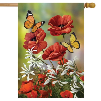 Hello Spring Butterflies Floral House Flag Poppies 28" X 40" Briarwood Lane 1 Hello Spring Butterflies Floral House Flag Poppies 28" X 40" Briarwood Lane