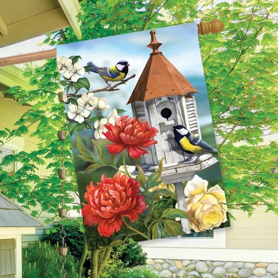 Home Sweet Birdhouse Spring House Flag Floral 28" X 40" Briarwood Lane 2 Home Sweet Birdhouse Spring House Flag Floral 28" X 40" Briarwood Lane - Image 2
