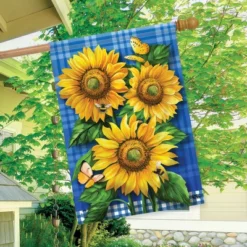 Blue Sunflowers Summer House Flag Plaid Floral 28" X 40" Briarwood Lane 3 Blue Sunflowers Summer House Flag Plaid Floral 28" X 40" Briarwood Lane -Briarwood Lane Verkoop GUEST 886b3620 8033 4618 8913 fcc05339e43a
