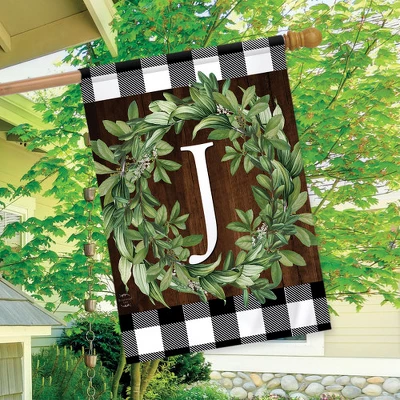 Wreath Monogram J Double-Sided House Flag Everyday 28" X 40" Briarwood Lane 2 Wreath Monogram J Double-Sided House Flag Everyday 28" X 40" Briarwood Lane - Image 2