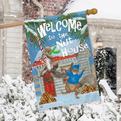 Winter Nut House House Flag Squirrels Welcome 28" X 40" Briarwood Lane 2 Winter Nut House House Flag Squirrels Welcome 28" X 40" Briarwood Lane - Image 2