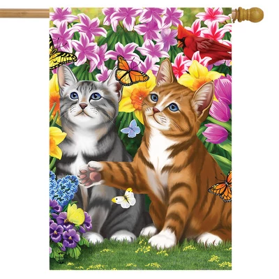 Garden Kittens Spring House Flag Cats Floral 28" X 40" Briarwood Lane 1 Garden Kittens Spring House Flag Cats Floral 28" X 40" Briarwood Lane