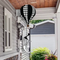 Black And White Check Deluxe Hot Air Everyday Balloon Windsock Wind Twister 54" X 12" Briarwood Lane