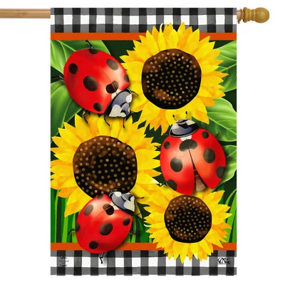 Ladybugs And Sunflowers Summer House Flag Floral Everyday 28" X 40" Briarwood Lane 1 Ladybugs And Sunflowers Summer House Flag Floral Everyday 28" X 40" Briarwood Lane