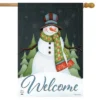 Happy Snowman Winter House Flag Primitive Welcome 28" X 40" Briarwood Lane