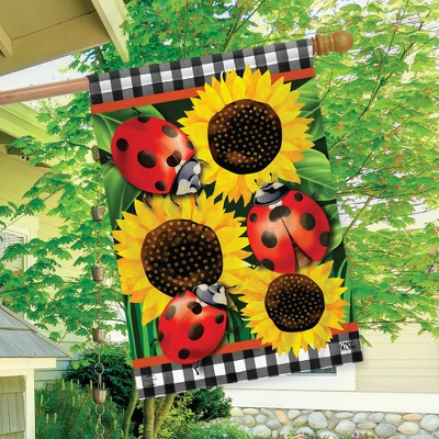 Ladybugs And Sunflowers Summer House Flag Floral Everyday 28" X 40" Briarwood Lane 2 Ladybugs And Sunflowers Summer House Flag Floral Everyday 28" X 40" Briarwood Lane - Image 2