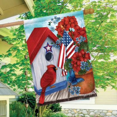 American Cardinal House Flag Patriotic Floral Birds 28" X 40" Briarwood Lane 2 American Cardinal House Flag Patriotic Floral Birds 28" X 40" Briarwood Lane - Image 2