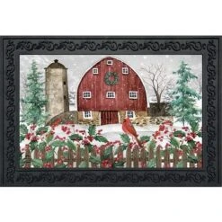 Barn In Snow Winter Doormat 30" X 18" Indoor Outdoor Briarwood Lane