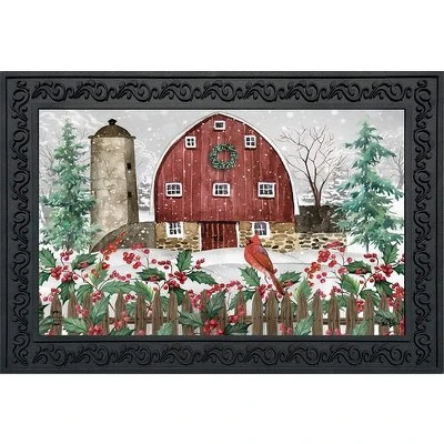 Barn In Snow Winter Doormat 30" X 18" Indoor Outdoor Briarwood Lane 1 Barn In Snow Winter Doormat 30" X 18" Indoor Outdoor Briarwood Lane