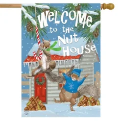 Winter Nut House House Flag Squirrels Welcome 28" X 40" Briarwood Lane
