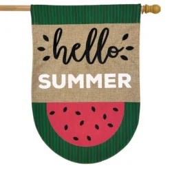 Briarwood Lane Verkoop 24 Watermelon Summer Burlap House Flag Hello Summer 28" X 40" Briarwood Lane