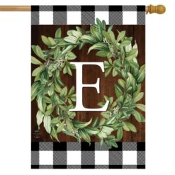 Wreath Monogram E Double-Sided House Flag Everyday 28" X 40" Briarwood Lane