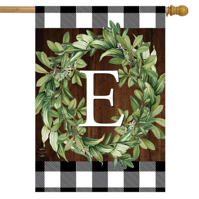 Wreath Monogram E Double-Sided House Flag Everyday 28" X 40" Briarwood Lane 1 Wreath Monogram E Double-Sided House Flag Everyday 28" X 40" Briarwood Lane