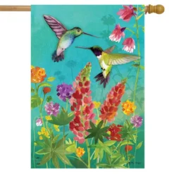 Hummingbird Greeting Spring House Flag Floral Birds 28" X 40" Briarwood Lane