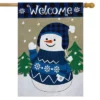 Briarwood Lane Happy Snowman Burlap Winter House Flag Welcome 28"