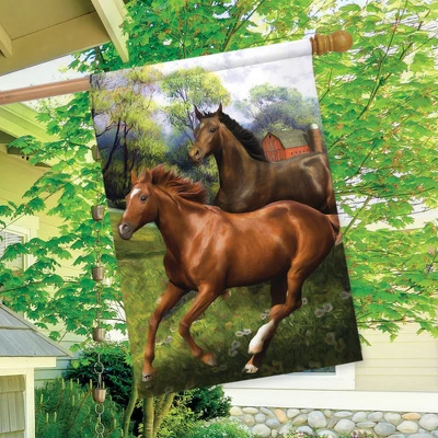 Galloping Horses Summer House Flag Outdoors Wildlife 28" X 40" Briarwood Lane 2 Galloping Horses Summer House Flag Outdoors Wildlife 28" X 40" Briarwood Lane - Image 2