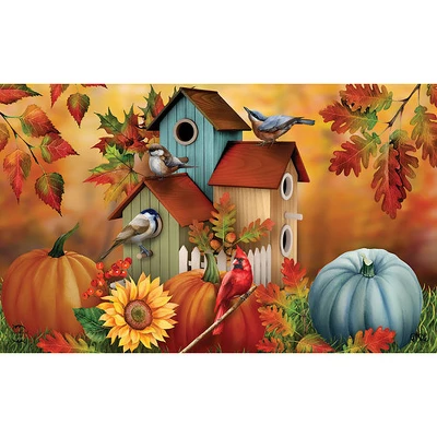 Fall Floral Birdhouses Doormat 18" X 30" Indoor Outdoor Briarwood Lane 2 Fall Floral Birdhouses Doormat 18" X 30" Indoor Outdoor Briarwood Lane - Image 2