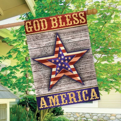 Briarwood Lane God Bless America Star Patriotic House Flag Rustic Fourth Of July 28" X 40" 2 Briarwood Lane God Bless America Star Patriotic House Flag Rustic Fourth Of July 28" X 40" - Image 2