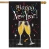 Happy New Year Double-Sided House Flag Champagne Glasses Toast 28" X 40" Briarwood Lane
