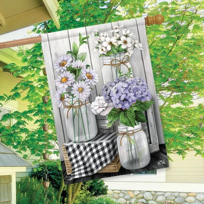 Checkered Mason Jars Spring House Flag Daisies Floral 28" X 40" Briarwood Lane 2 Checkered Mason Jars Spring House Flag Daisies Floral 28" X 40" Briarwood Lane - Image 2