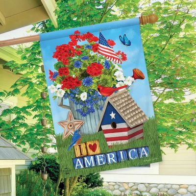I Love America Patriotic House Flag 28" X 40" Summer Floral Briarwood Lane 2 I Love America Patriotic House Flag 28" X 40" Summer Floral Briarwood Lane - Image 2