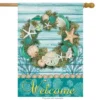 Briarwood Lane Coastal Wreath Summer House Flag Welcome Nautical Seashells 28" X 40"