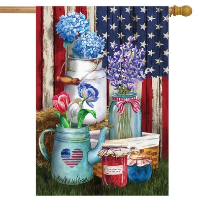 American Picnic Rustic House Flag Patriotic Floral 28" X 40" Briarwood Lane 1 American Picnic Rustic House Flag Patriotic Floral 28" X 40" Briarwood Lane