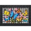 Briarwood Lane Checkered Butterflies Spring Doormat Floral Butterfly Indoor Outdoor 30" X 18"