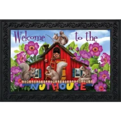 Spring Nuthouse Doormat Squirrels Humor Indoor Outdoor 30" X 18" Briarwood Lane