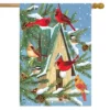Briarwood Lane Snowfall Birdhouse Winter House Flag Cardinals Fir