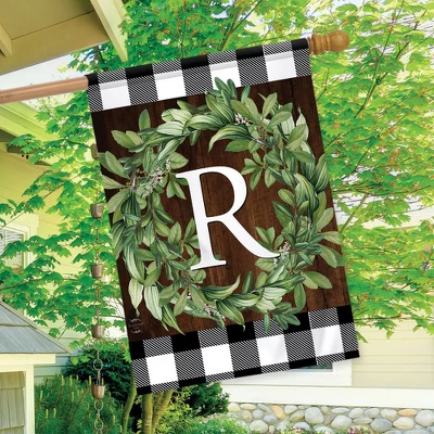Wreath Monogram R Double-Sided House Flag Everyday 28" X 40" Briarwood Lane 2 Wreath Monogram R Double-Sided House Flag Everyday 28" X 40" Briarwood Lane - Image 2