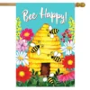 Bee Happy Hive Spring House Flag Beehive 28" X 40" Briarwood Lane