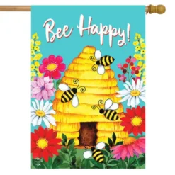 Bee Happy Hive Spring House Flag Beehive 28" X 40" Briarwood Lane