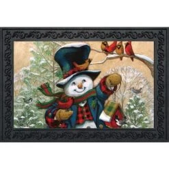 Briarwood Lane Winter Friends Snowman Doormat Cardinals Primitive