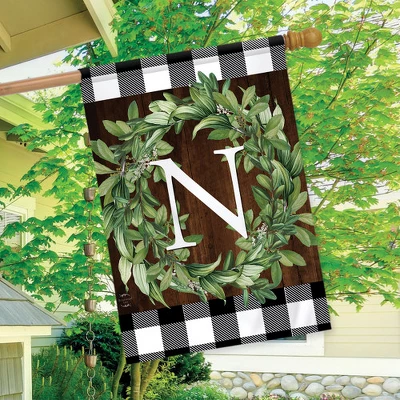 Wreath Monogram N Double-Sided House Flag Everyday 28" X 40" Briarwood Lane 2 Wreath Monogram N Double-Sided House Flag Everyday 28" X 40" Briarwood Lane - Image 2