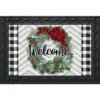 Briarwood Lane Winter Wreath Welcome Doormat Checkered Indoor Out