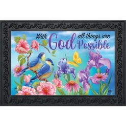 With God Religious Doormat Inspirational Indoor Outdoor 30" X 18" Briarwood Lane